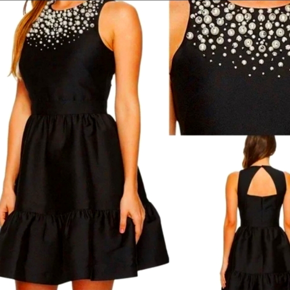 kate spade Dresses & Skirts - KATE SPADE MIKADO BLACK EMBELLISHED BRAND NEW SIZE 4